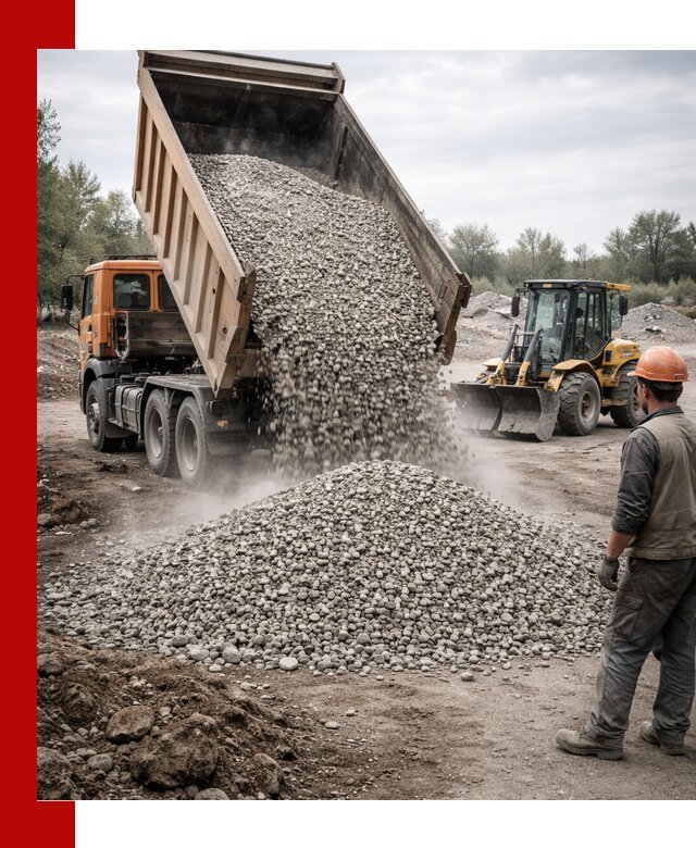 Доставка щебня в Юбилейном крупными и мелкими фракциями