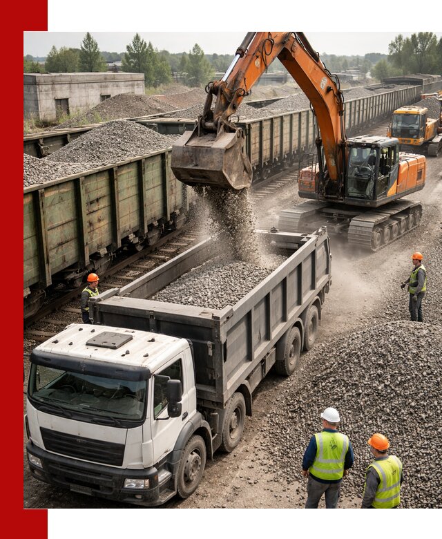 Железнодорожный щебень фракция 25–60 для поставок в Юбилейном