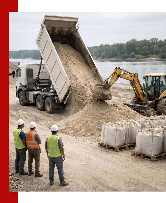Доставка речного песка в Юбилейном самосвалами и погрузкой