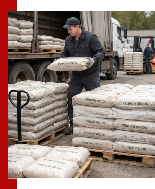 Речной песок в мешках с доставкой в Юбилейном