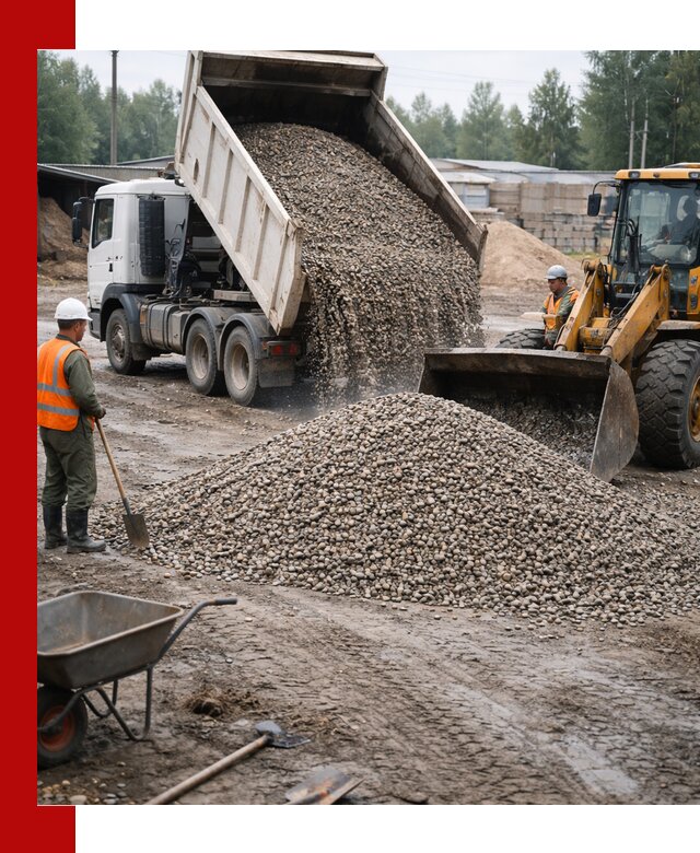 Мытый гравий с доставкой в Юбилейном от карьера до участка