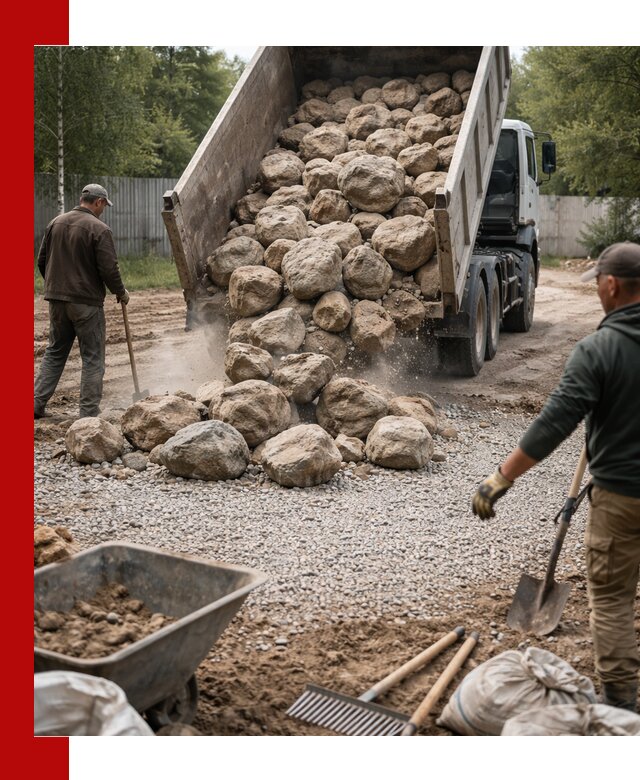 Доставка и укладка булыжника в Юбилейном