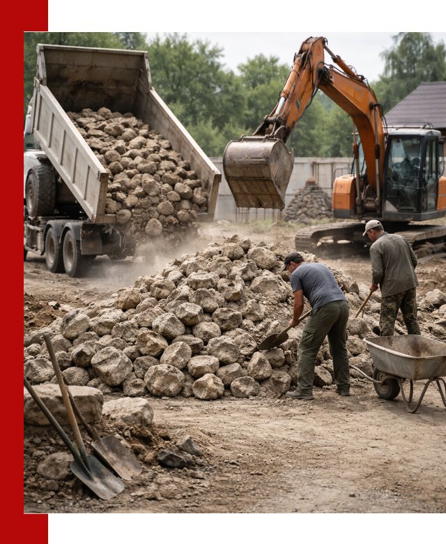 Доставка и разгрузка бутового камня в Юбилейном