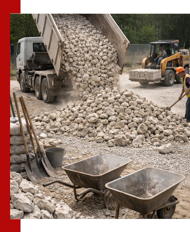 Доставка и продажа бутового известнякового камня в Юбилейном