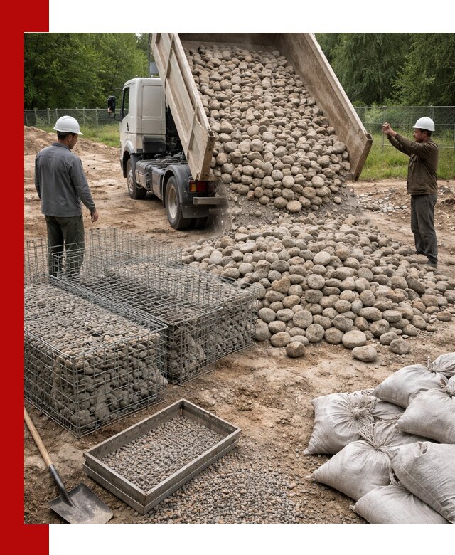 Камень для габионов фракция 70–151 в Юбилейном