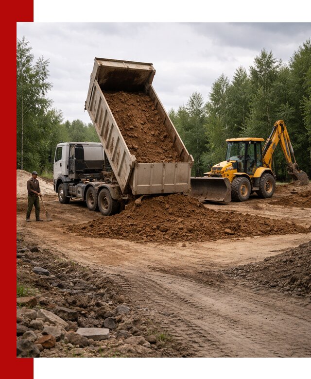 Доставка суглинка самосвалами в Юбилейном подсыпка и планировка